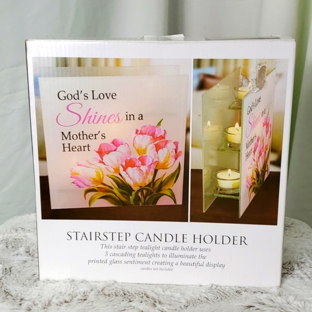 Candle holder, stairstep, for Mom. New in box, candles not included.
